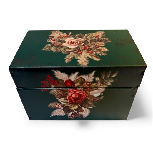 Vintage Metal 3x5 Index Card Box Recipe Rusty Crusty Primitive Upcycled Roses Decor - Etsy