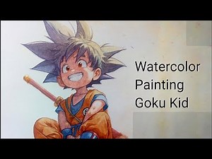 Watercolor Painting Goku kid/how to draw goku