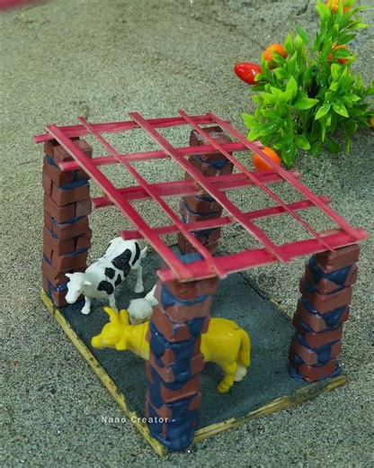 Mini Cow Shed Roof Leak in Heavy Rain 😱 | Fixing with Steel Sheet #miniature