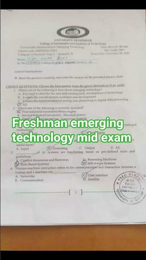 freshman emerging technology mid exam