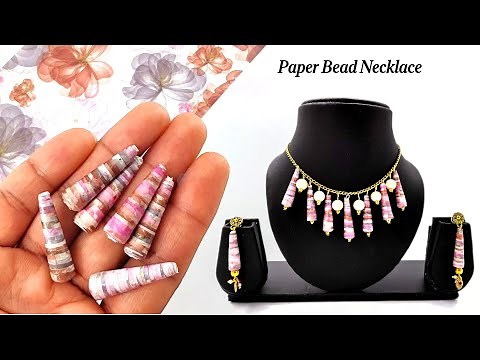 How to make Necklace using paper beads | Cone shape paper beads | Stunning paper bead necklace