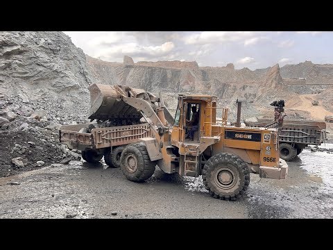 Huge Rock Loading into Trolley | Powerful Caterpillar Action ~ Rock loading Process