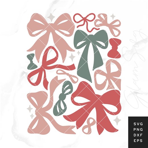 Bows SVG | Boho Ribbon SVG | Christmas Bows Home Decor SVG Cut Files for Cricut | Digital Download - Etsy