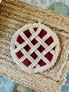 Handmade Crochet 8 Inch Cherry Pie Pot Holder - Etsy