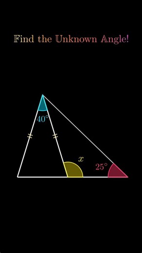 Isosceles Triangle Angle Puzzle | Find the Unknown Angle x Using Geometry Rules #shorts #isosceles