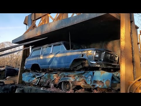 Car Crusher Crushing Cars 94 1979 amc jeep wagoneer