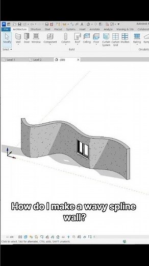 Revit, Wall by wavy spline 1(Vertical wall) #architecture #bim #revit #shorts