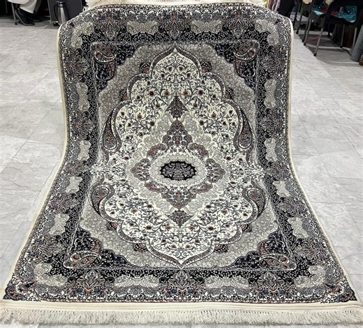5x8 Persian Style Area Rug – Cream & Black Ornate Medallion Carpet – Traditional Oriental Living Room Rug - Etsy