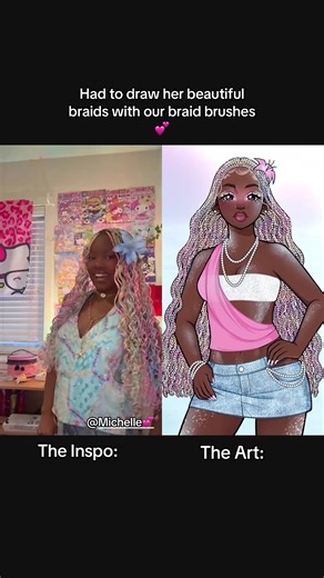 Using our Procreate braid brushes @Breanna ✨ illustrates braids inspired by @Michelle💕 ‘s beautiful hair