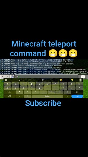 Minecraft teleport command 😄😄😄