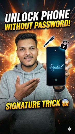 Ankit Sharma on Instagram: "Unlock your phone without password 😱 Signature based unlock 🔐 . . iphone trick, phone unlock trick, secret phone trick, mobile security, smartphone tips, tech hacks, iphone tips, android tricks, privacy trick, phone privacy, mobile tips and tricks, signature unlock, phone lock hack, hidden phone features . . . #phonetrick #techhacks #iphonetips #mobilesecurity #hiddenfeature"