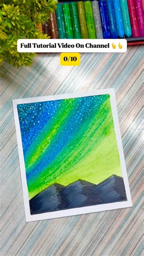 How to Draw Aurora Borealis with Oil Pastels 🌌 | Step by Step #shorts