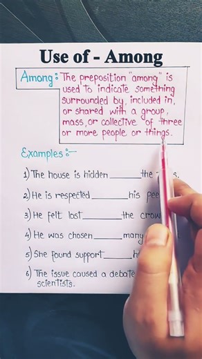 Use of Among in Sentences 📚🌎 #english #englishgrammar #learnenglish #knowledge #education #share 📚🌎