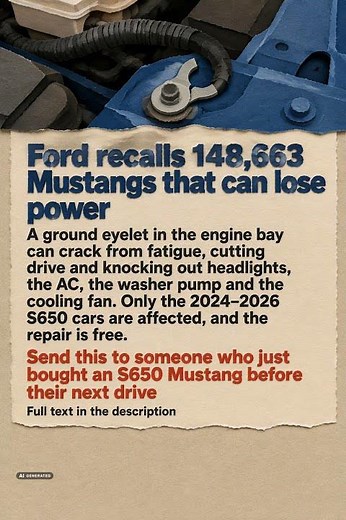 Ford is recalling almost 150,000 Mustangs because a broken ground contact can cut the car's