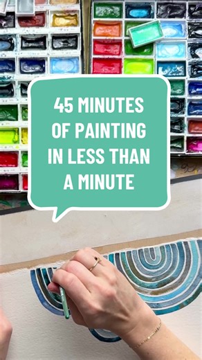 45 minutes if painting condensed into less than a minute. I have so much work to catch up but was feeling anxious and unfocused today, which meant I needed to get off my computer and make some art instead. • #abstractart #watercolorpainting #artistsoftiktok