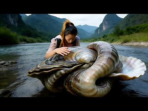 The girl obtained a strange shaped river clam and hoped it would bring endless surprises