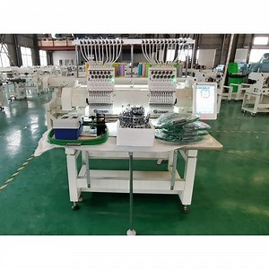 [Hot Item] 2 Head Cap Hat Flat Top Wisdom Embroidery Machine Screen and Solution Provider Chain Stitch Embroidery Quilting Sewing Machine