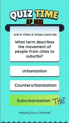 AP HUG Quiz Time! 🏘️ City to Suburb Movement Unit 6