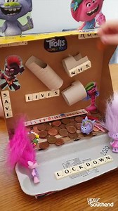 “My daughter misses the seafront arcades so I made our own 2p machine so she can play until the lockdown ends” 👏 💰 Mum Michelle made the Coin Pusher arcade machine using an egg box, a cereal box and toilet roll tubes. There are even prizes to be won! | Your Southend