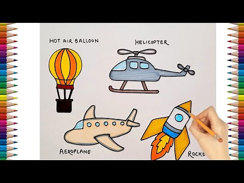 Air Transport Drawing | Air Transport vehicles drawing easy
