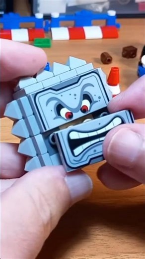 Lego Super Mario building Thwomp #lego