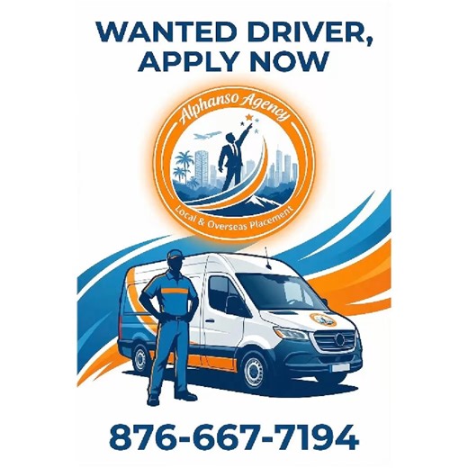 Alphanso Agency Ltd. on Instagram: "🚨 DRIVERS WANTED 🚨 Alphanso Agency is currently seeking reliable drivers 🚐 ✔️ Standard or automatic van ✔️ Class C license required ✔️ Serious candidates only 📧 Send your resume to: careers@alphansoagency.com 📞 Call: 876-667#DriversWanted #NowHiringJamaica #JamaicaJobs #DriverJob #ClassCLicense #HiringNow #EmploymentJamaica #alphansoagencyltd #JobOpportunity #CareerMove #WorkJamaica #TransportationJobs #ApplyToday#driver