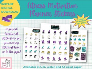 Fitness Motivation Planner Stickers for Paper Planners and Fitness Journals Instant Download Printable Bonus Planner Stickers - Etsy
