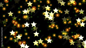 Christmas Stars and lights loop video background. The whole footage can be used as over-layer (blending mode, Add – Lighten – Screen).