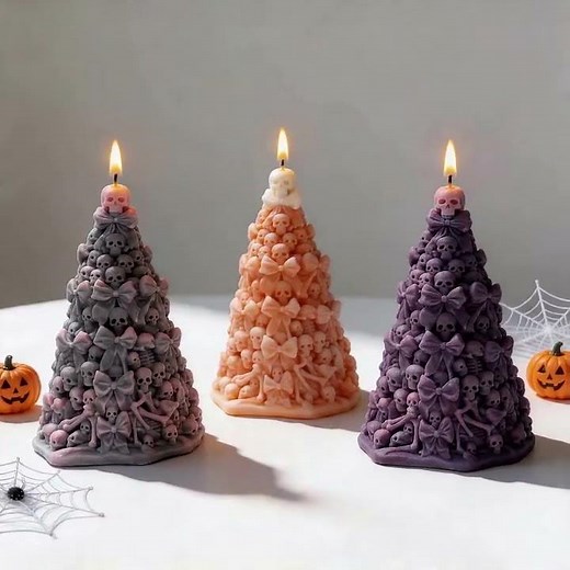Halloween Bowknot Skull Tree Silicone Mold