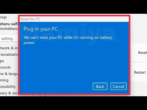 Reset this PC Fix we Plug in your PC || We can't reset your PC while it's running on battery Problem