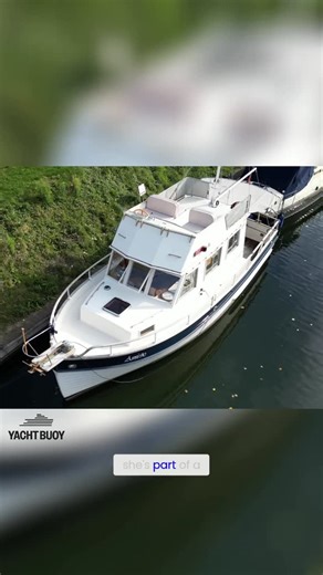 Yacht Buoy [ John Johnson ] on Instagram: "The Grand Banks 32 is one of the most iconic pocket trawlers ever built. This 1978 example was listed for €87,500 and is still powered by her original Ford Lehman 120hp diesel. With a full-displacement GRP hull, hard chine configuration, and shallow keel, she’s built for stability and long-range cruising at 6 knots. She’s had smart upgrades too — Gebo windows, a ducted diesel heating system, and a vacuum-glued teak cockpit deck. Traditional teak joinery