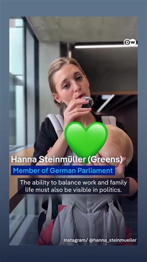 German lawmaker Hanna Steinmüller has made history by addressing the parliament with her baby at the lectern. | George Robert Vitkos