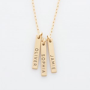 Engraved Vertical Bar Necklace With Multiple Names, Dainty Bar Necklace for Mother's Day Gift in Gold or Sterling Silver, Leilajewelry - Etsy