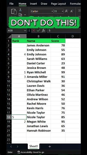 Rank Data Instantly in Excel (RANK Function) #exceltips #officeskills #excel #spreadsheet #how