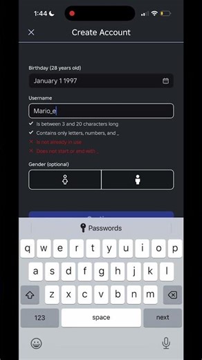 Creating a Roblox account (Mario_editz67) #timeless #robloxshorts