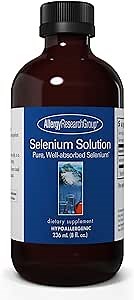 Allergy Research Group Selenium Solution - Well-Absorbed Selenium Liquid, Pure Sodium Selenite, Thyroid Support, Antioxidants, 100 mcg Supplement, Hypoallergenic - 8 Fl Oz