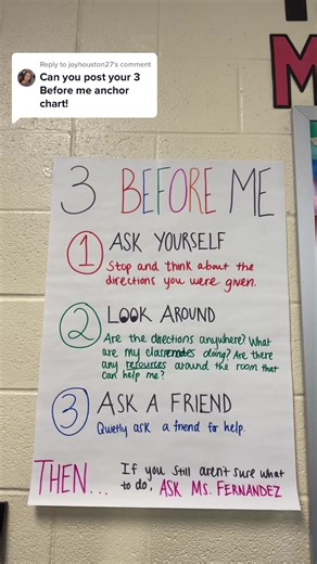 Fostering Student Independence with '3 Before Me' Anchor Chart
