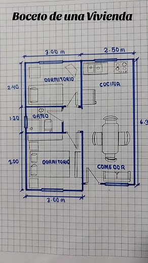 Boceto de una Vivienda Pequeña #VoiceEffects #planosdecasas #construcción #planos #ingenieria #ingenieriacivil #viral #arquitectura