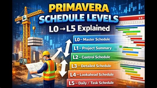 Understanding Schedule Levels L0–L4 | AACE 37R-06 | Primavera P6 Planning | akhilesh shukla