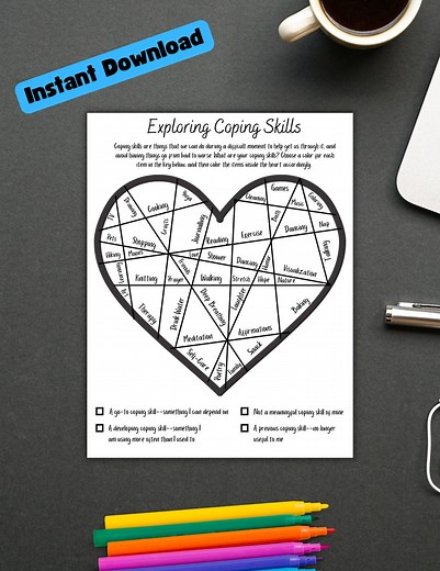 Coping Skills Coloring Worksheet, Therapy Self-help Tool (printable) - Etsy