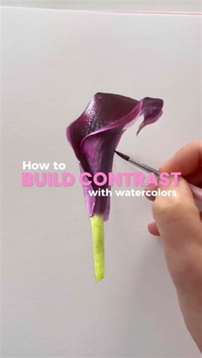 How to build contrast for more realistic results - Calla lily painting #watercoloring #arttips