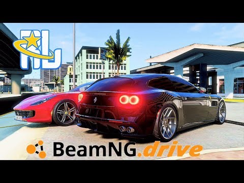 BeamNG| Driving Around Miami In A Black Ferrari GTC4Lusso (RL Map)