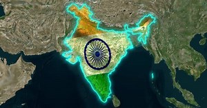 Animated India Map with Glowing Neon Outline and Flag