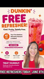 Dunkin free refresher use code HIBARBIEHIDUNKIN ##TikTokCreatorSearchInsightsIncentive##dunkin##jamiesdailydeals @Dunkin'