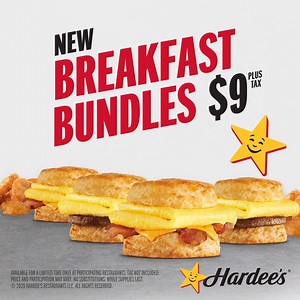 16K views · 211 reactions | Biscuits and Hash Rounds for the whole family! Stop by our Drive-Thru to get these Breakfast Bundles: -4 Sausage, Egg, Cheese Biscuits and 4 Small Hash Rounds -4 Bacon, Egg, Cheese Biscuits and 4 Small Hash Rounds -4 Bacon, Egg, Cheese Biscuits, 2 Small Hash Rounds and 2 Cinnamon Raisin Biscuits | Hardee's | Facebook