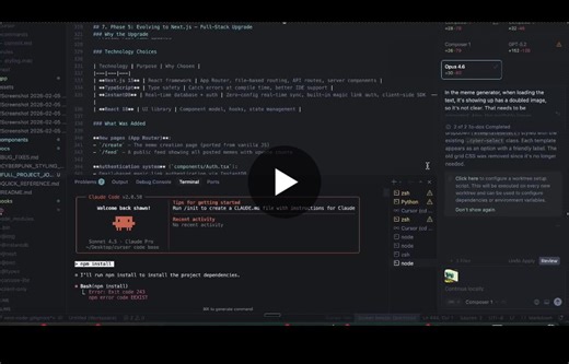 the cursor era has begun. at least for me. built a meme generator app today. not because I needed one but because I needed something I could break. cursor’s agent mode scaffolded the whole app in… | Shawn Tenam ⚡️ | 24 comments