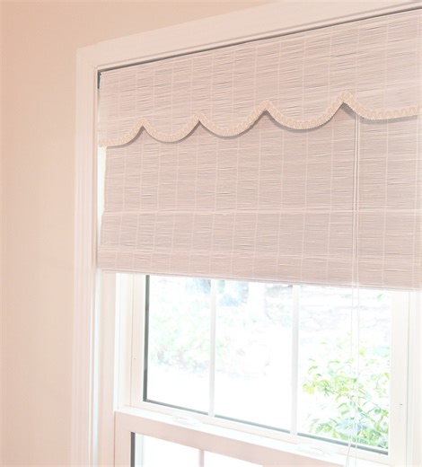 White Bamboo Shades With Scallop Valance, Bamboo Fold up Shades, Designer Window Treatment, Made to Order Window Covering - Etsy