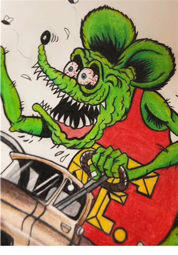 Drawing #ratfink #bigdaddyroth #hotrod | drawings