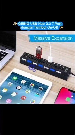 OEING USB Hub 2.0 7 Port dengan Tombol On/Off - U911 | 3 Serangkai Teknik