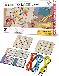 Race to Lace - Perfect Home or Travel Game for Kids and Adults - Ideal for 8-12 Years Old - Solo or 2+ Players for for 4+ Years & Up for Car, Airplanes, Road Trips - Family & Kids